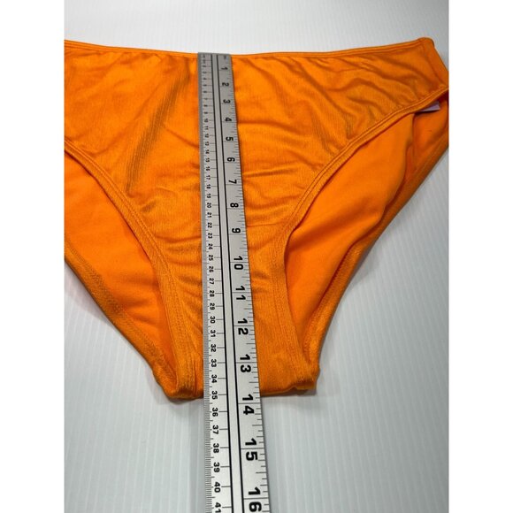 Wild Fable- Women's Ribbed High Waist High Leg Extra Cheeky Bikini Bottom-Orange - Picture 8 of 13
